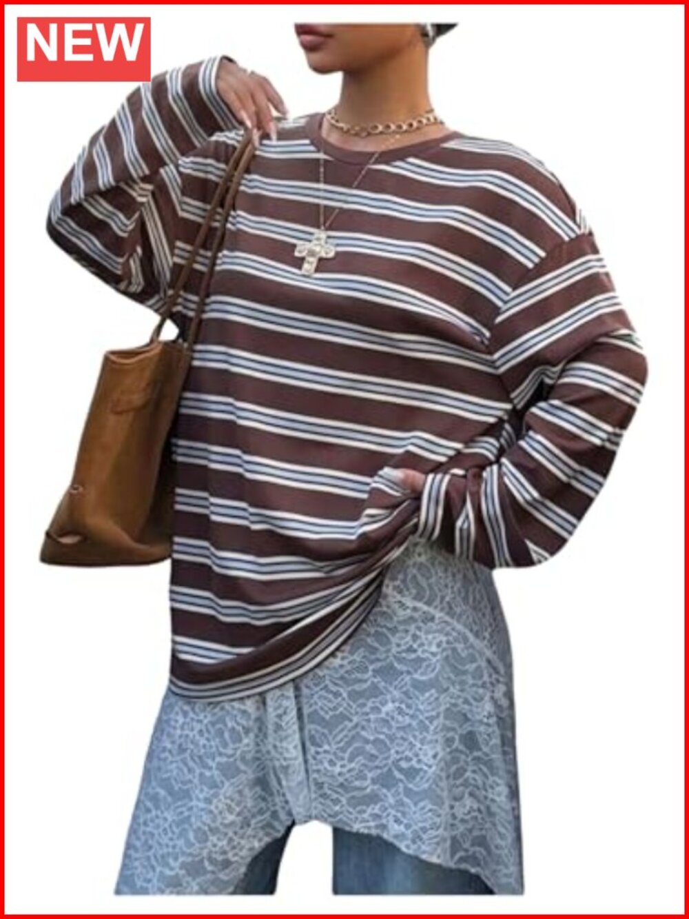 Striped Oversized Long Sleeve Tee Y2k Preppy Top Streetwear